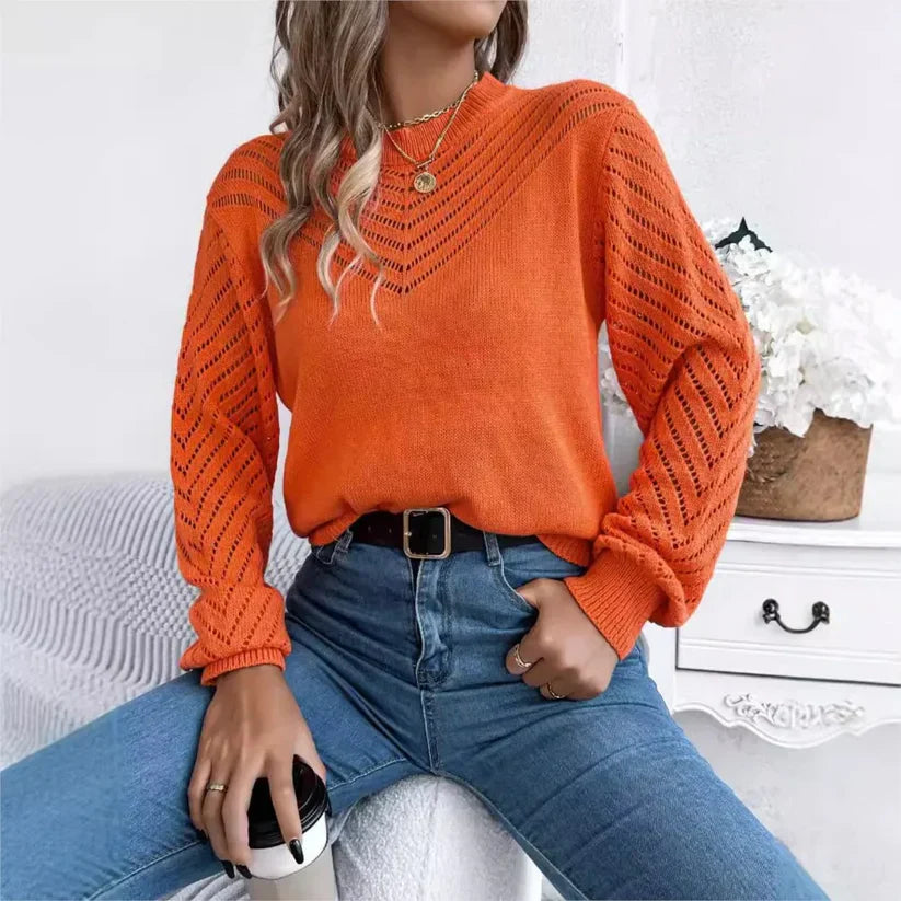 Women's solid color pullover sweater