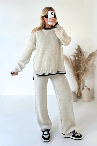 Loose Hemline Stitching Two-Piece Casual Suit