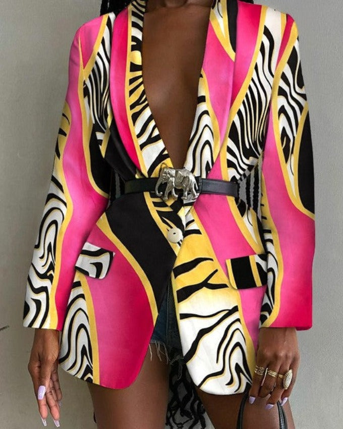 Women's elegant blazer with colorful patterns