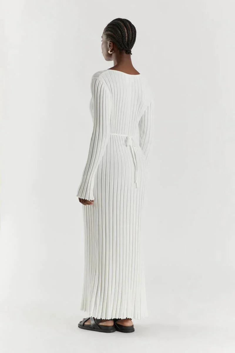 Women's Long V-Neck Maxi Dress - Warm Fabric