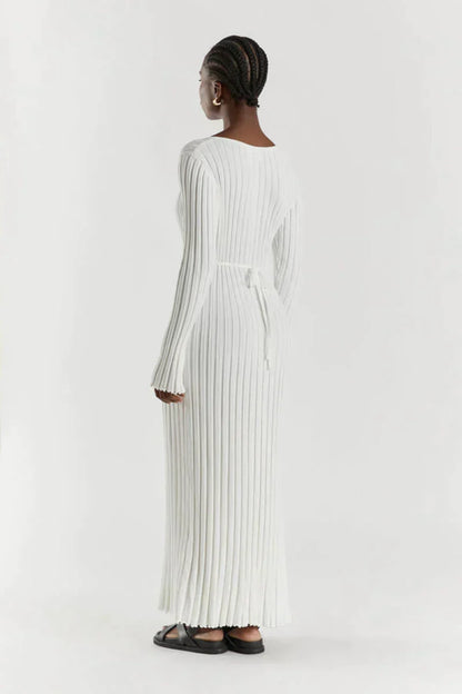 Women's Long V-Neck Maxi Dress - Warm Fabric