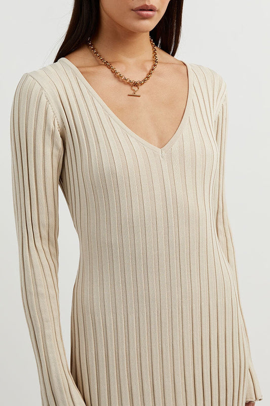 Warm Fabric Long V-Neck Maxi Dress