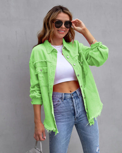 Women's torn denim jacket