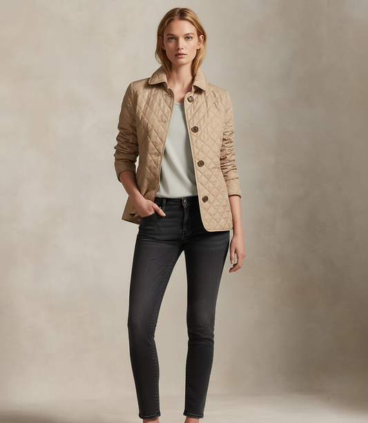 Quilted Diamond Pattern Tailored Fit Jacket 