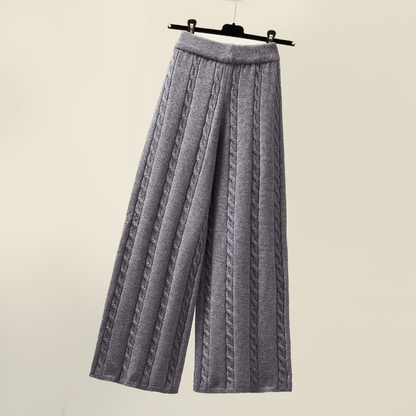 Women's cable knitted wide-leg pants