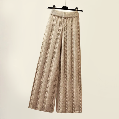Women's cable knitted wide-leg pants
