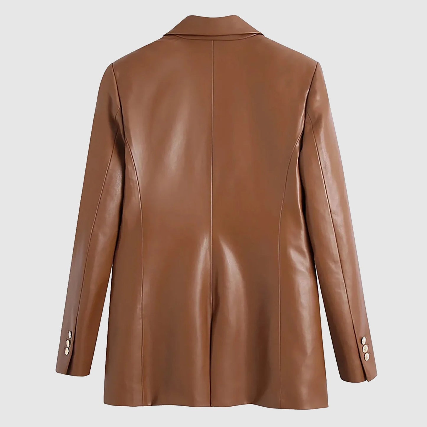 Women's spring matte faux leather jacket with collar
