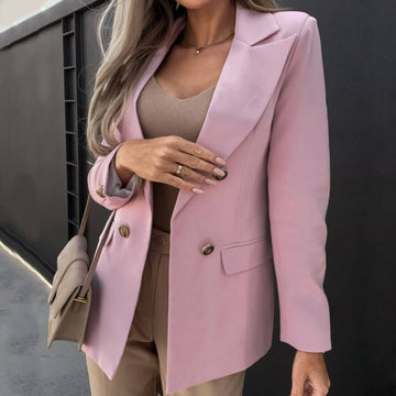 Women's lapel double-breasted midi blazer