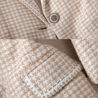 Tania - plaid formal blazer with folded collar