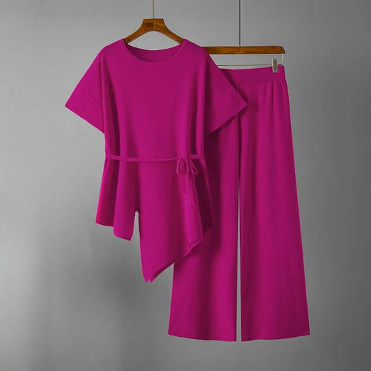 Slim Knit Crewneck Two-Piece Set