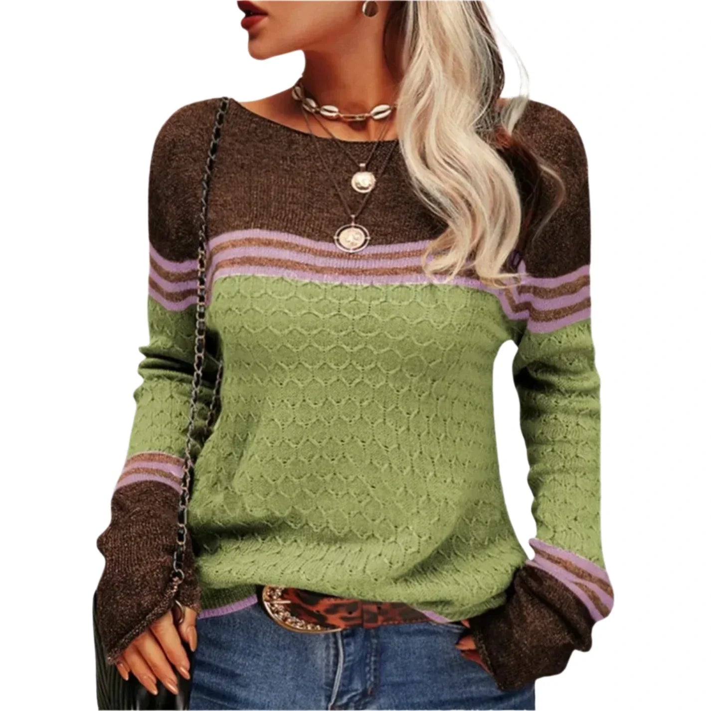 Women's knitted round neck sweater