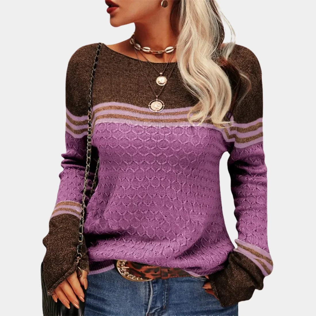 Women's knitted round neck sweater