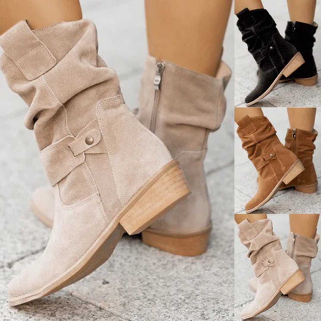Women's elegant low heel side zipper boots