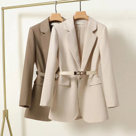 Women’s Blazer - Tailored Fit - Notch Lapel - Belted Waist - Structured Silhouette