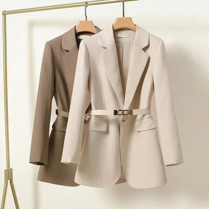 Women’s Blazer - Tailored Fit - Notch Lapel - Belted Waist - Structured Silhouette