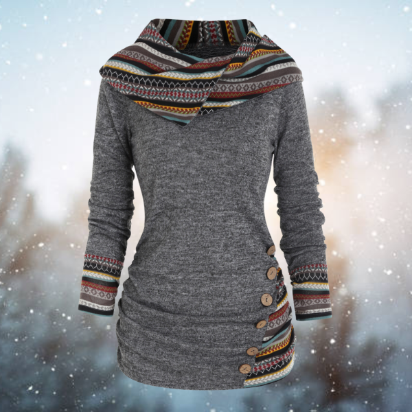 Cozy bohemian hooded top for women