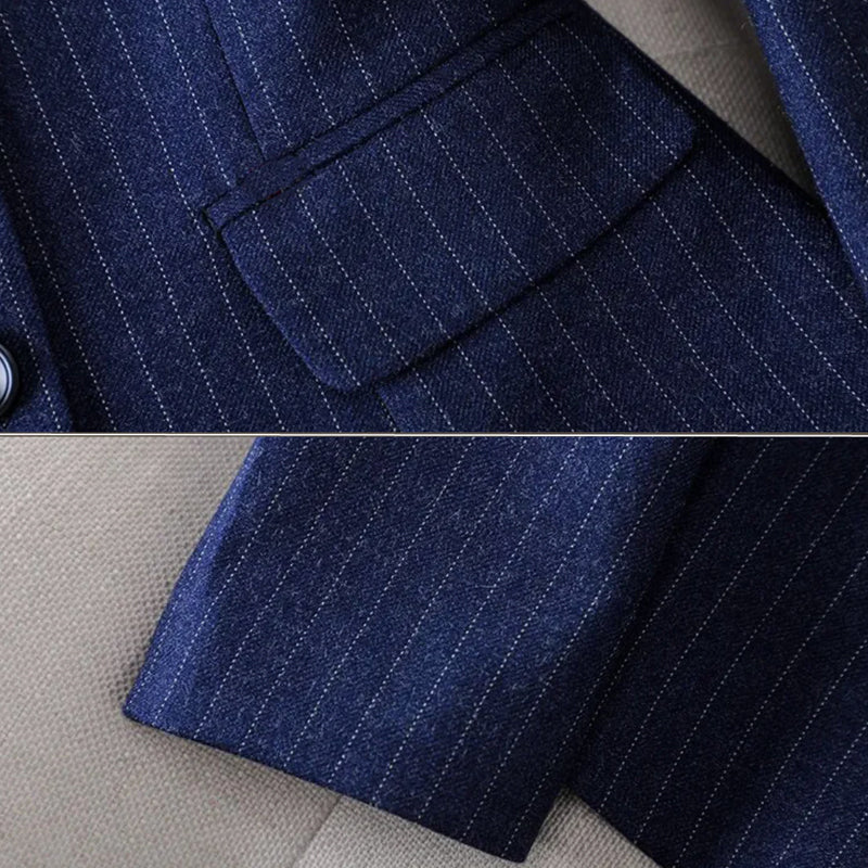 Women’s Blazer and Trousers Set - Tailored Fit - Pinstripe - Notched Lapel - Formal Wear