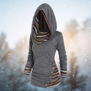 Cozy bohemian hooded top for women