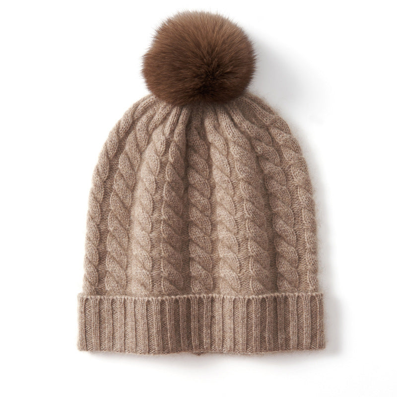 Isla Form-Fitting Beanie | Pom-Pom Ribbed Cuff Beanie
