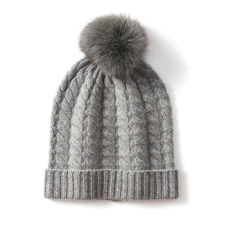 Isla Form-Fitting Beanie | Pom-Pom Ribbed Cuff Beanie
