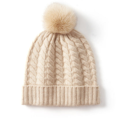 Isla Form-Fitting Beanie | Pom-Pom Ribbed Cuff Beanie