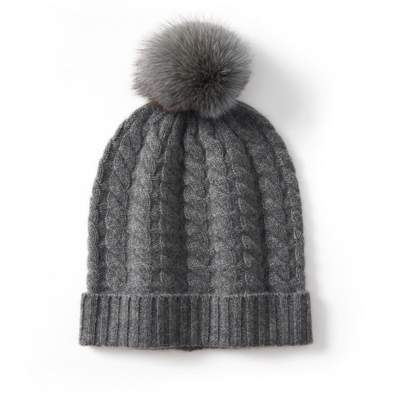 Isla Form-Fitting Beanie | Pom-Pom Ribbed Cuff Beanie