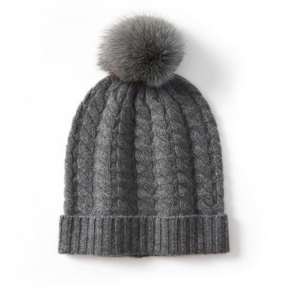 Isla Form-Fitting Beanie | Pom-Pom Ribbed Cuff Beanie