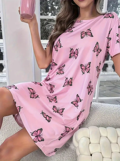 Women's Nightdress - Soft Cotton Blend - Short Sleeve - Relaxed Fit Sleepwear