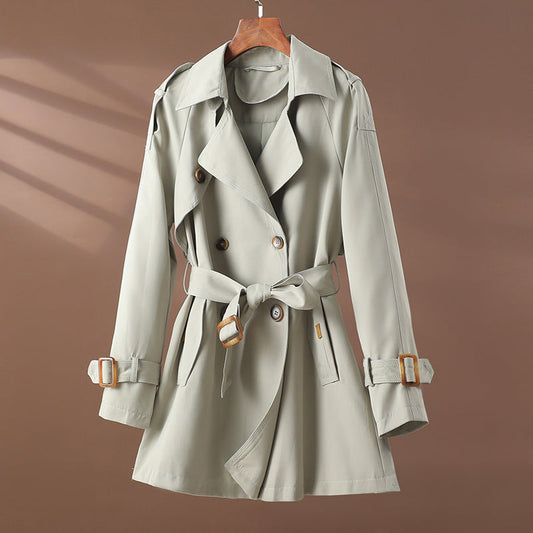 Lace Waist Slim Lapel Trench Coat
