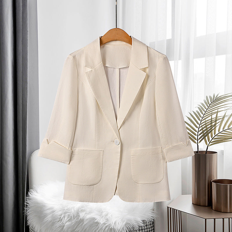 Women's spring summer cropped three-quarter sleeve blazer