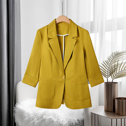 Women's spring summer cropped three-quarter sleeve blazer