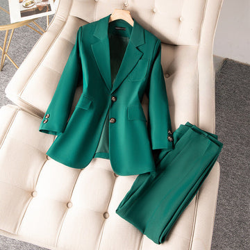 Women's classic suit set with tailored blazer and trousers