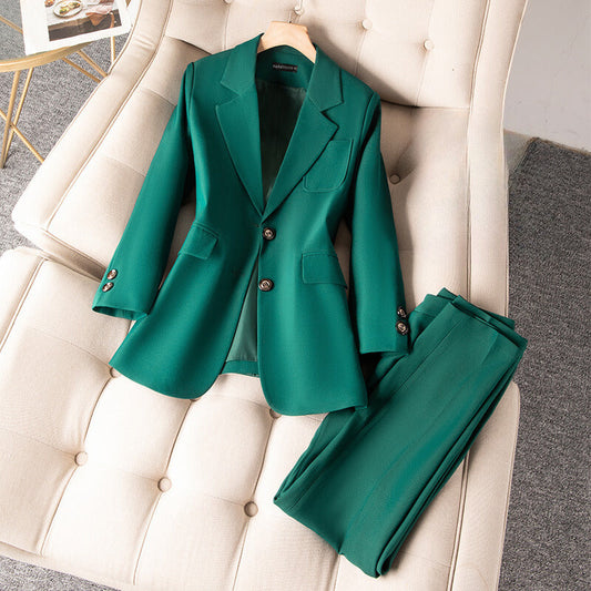 Split Back Casual Workwear Jacket and Pants Set
