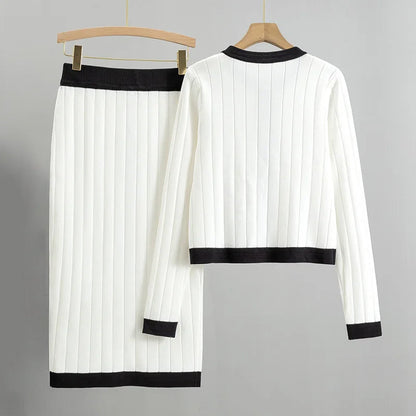 Women's autumn suit skirt and knitted cardigan two-piece dress