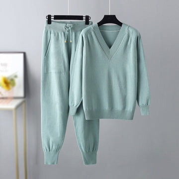 Women's autumn and winter pullover sweater harem pants set