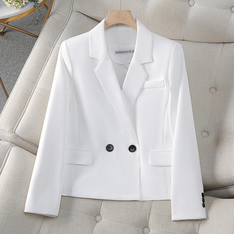 Women's casual spring double breasted short suit jacket