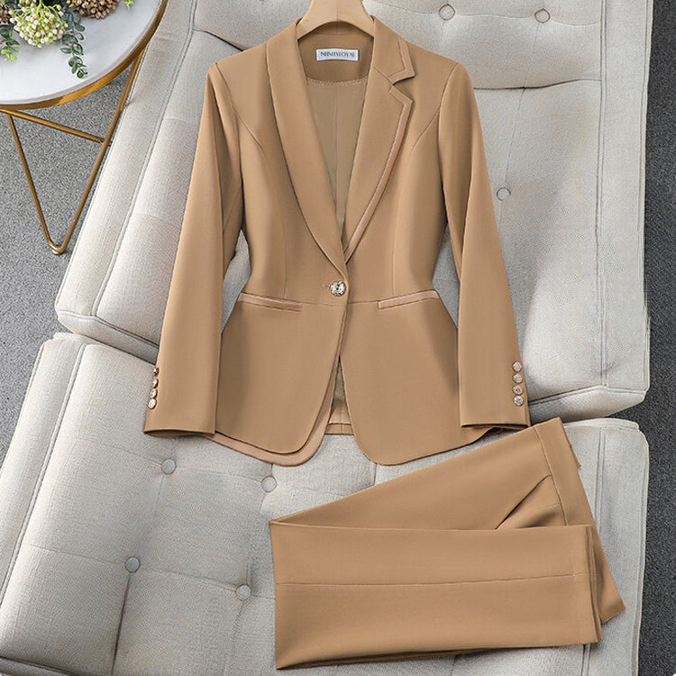 Women's professional long-sleeved suit trousers workwear set