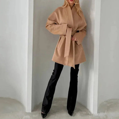 Women's elegant water ripple double-faced coat