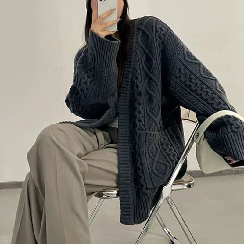 Thickened Twisted Knitted Cardigan