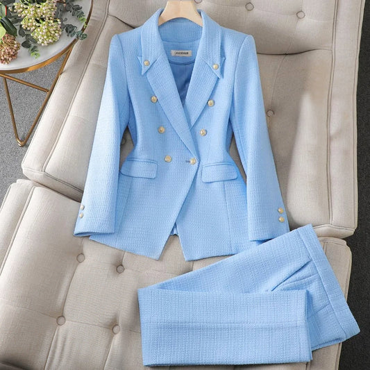 Double-Breasted Blazer and Trousers Set