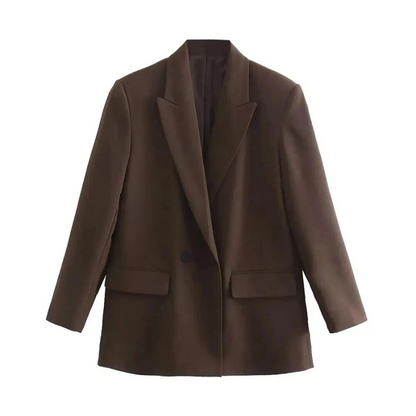 Multicolor lapel loose double-breasted suit jacket for women