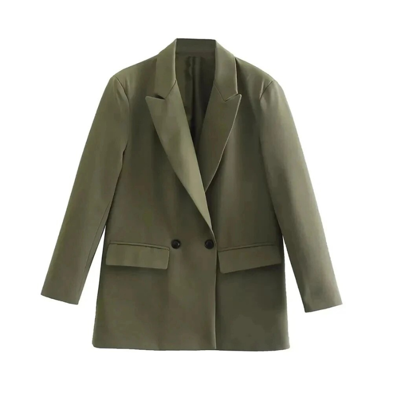Multicolor lapel loose double-breasted suit jacket for women
