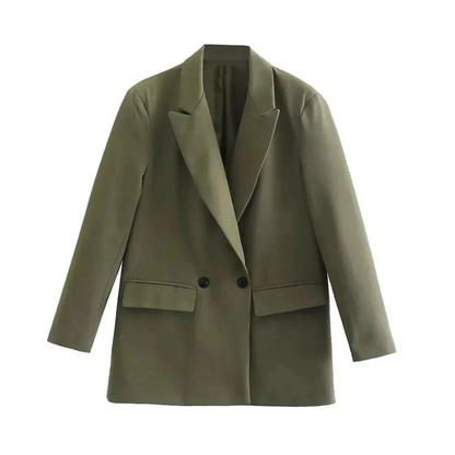 Multicolor lapel loose double-breasted suit jacket for women