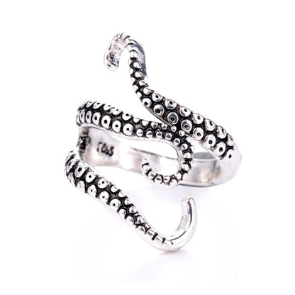 Unisex Octopus Tentacle Ring – Textured Metal – Adjustable Artistic Marine Design