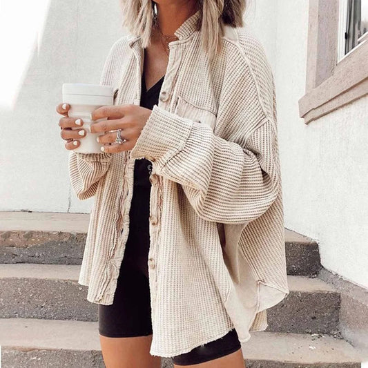 Casual Lapel Splicing Irregular Shirt Jacket