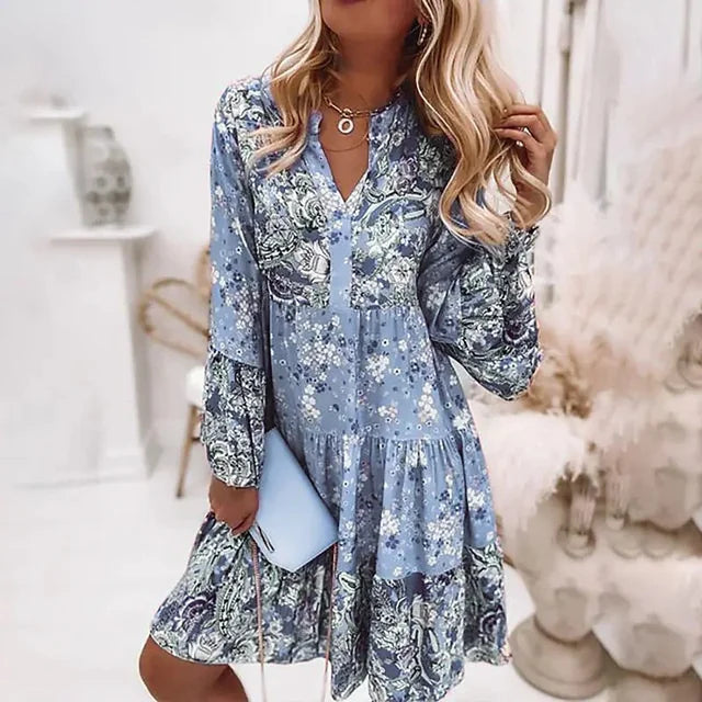 Flowy Floral Print A-Line Dress