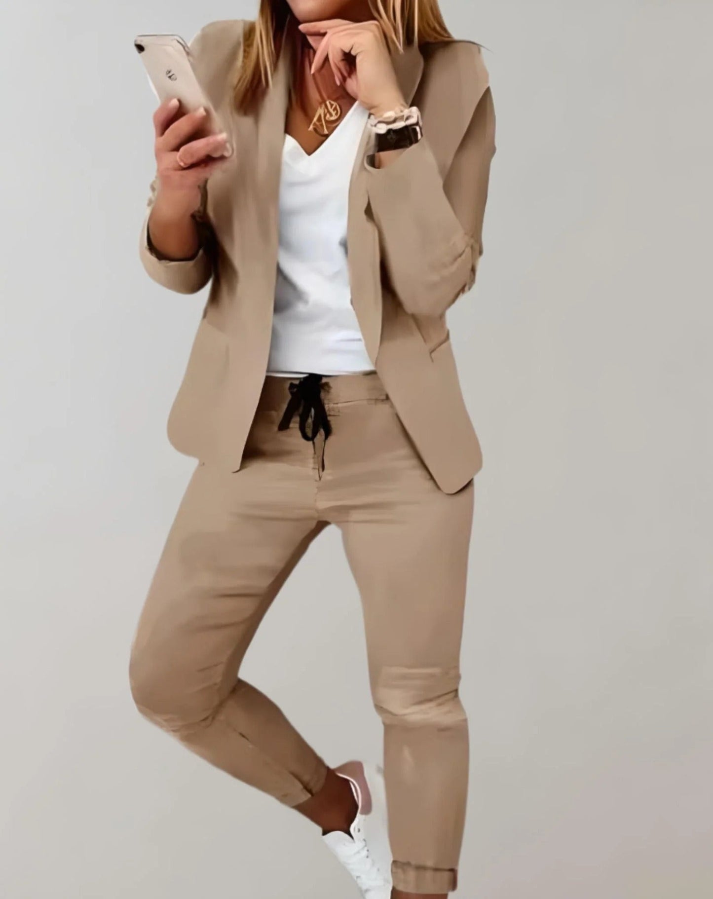 Women's fashion printed long sleeve casual blazer