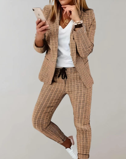 Women's fashion printed long sleeve casual blazer