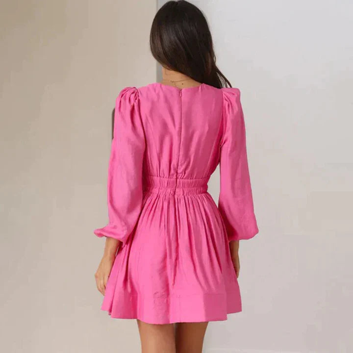 Elegant Waist Cinching A-Line Mini Dress
