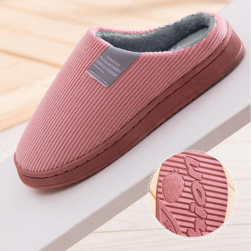 Women's non-slip plush cotton slippers